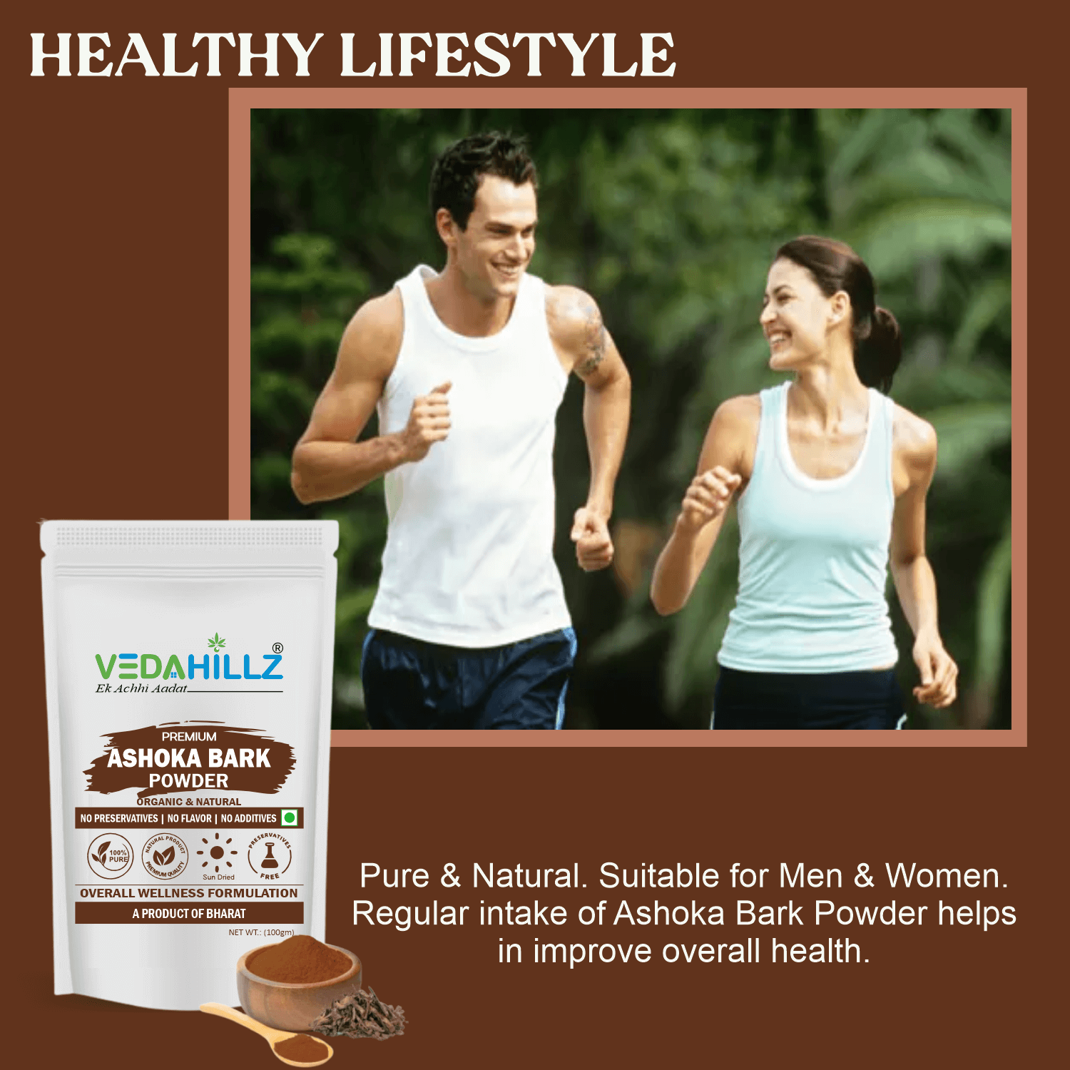 Vedahillz Ashoka Bark Powder Made from Finely Ground Ashoka Tree Bark